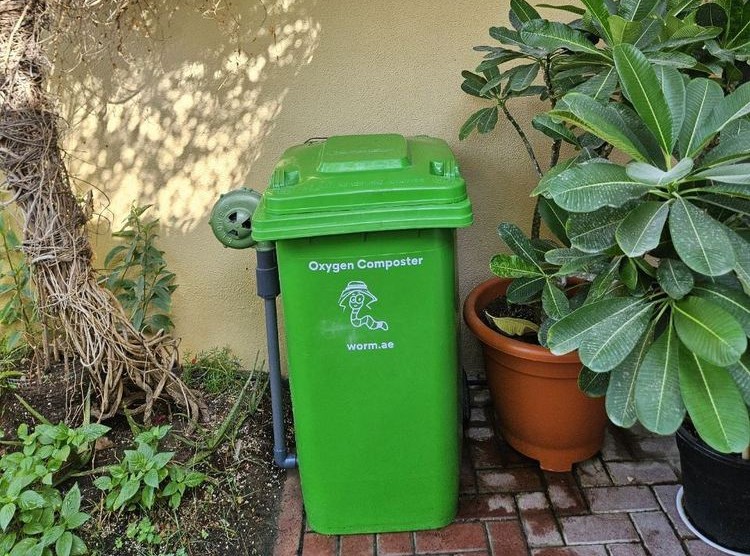 Household Oxygen Composter unit in a garden, Abu Dhabi